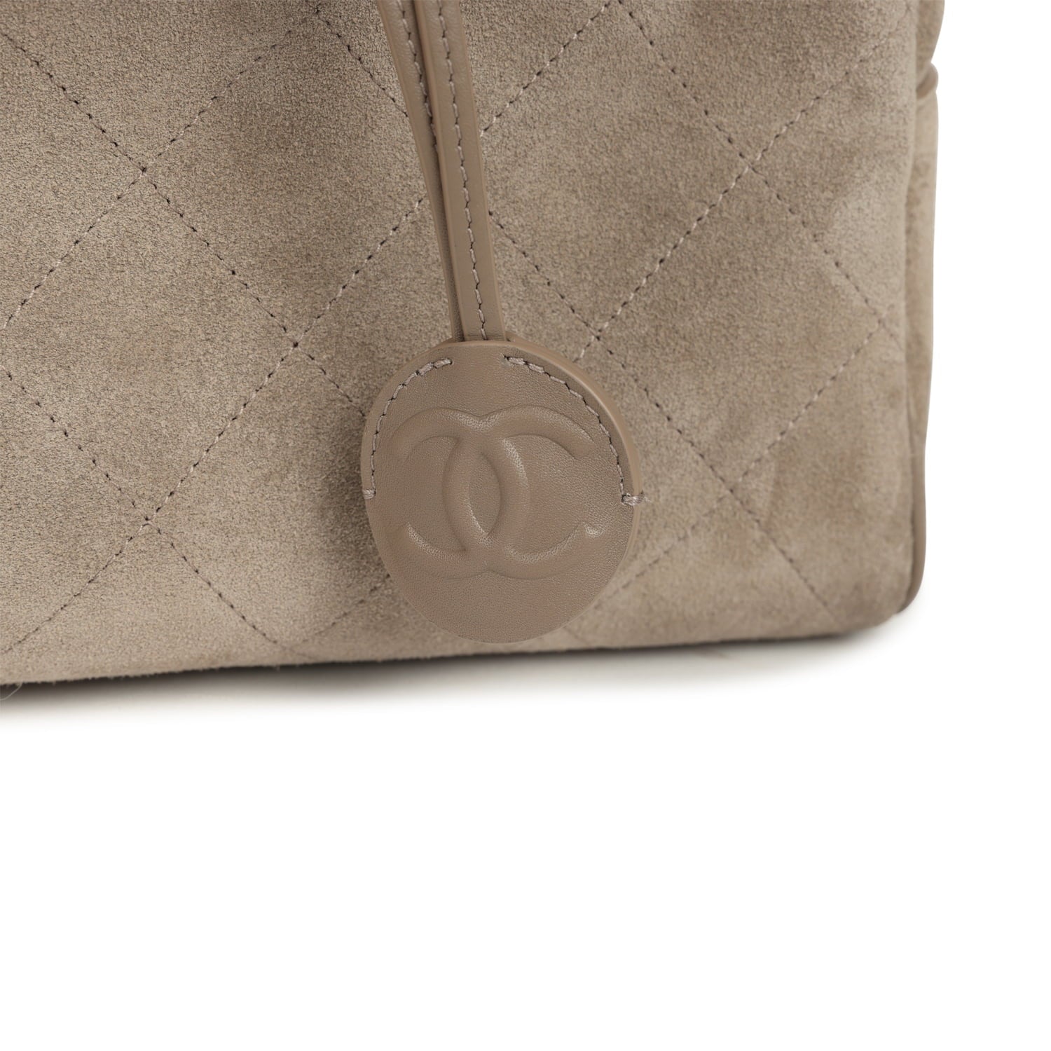 Chanel Large "Perfect Bowling" Bag Dark Beige Suede Gold Hardware