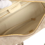Large "Perfect Bowling" Bag Dark Beige Suede Gold Hardware