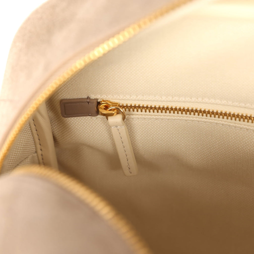 Chanel Large "Perfect Bowling" Bag Dark Beige Suede Gold Hardware