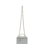 Chevron Top Handle Long Vanity Case with Chain Grey Shiny Caviar Gold Hardware