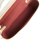 Chevron Top Handle Long Vanity Case with Chain Grey Shiny Caviar Gold Hardware