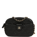 Mini Camera Case Clutch with Chain Black Caviar Light Gold Hardware
