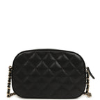 Mini Camera Case Clutch with Chain Black Caviar Light Gold Hardware