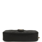 Mini Camera Case Clutch with Chain Black Caviar Light Gold Hardware