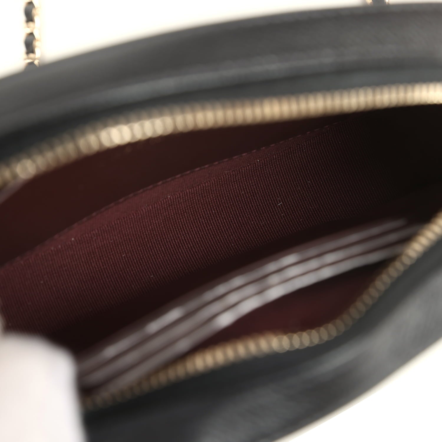 Mini Camera Case Clutch with Chain Black Caviar Light Gold Hardware