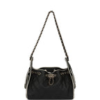 Mini 25 Hobo Bag Black and White Calfskin Light Gold Hardware