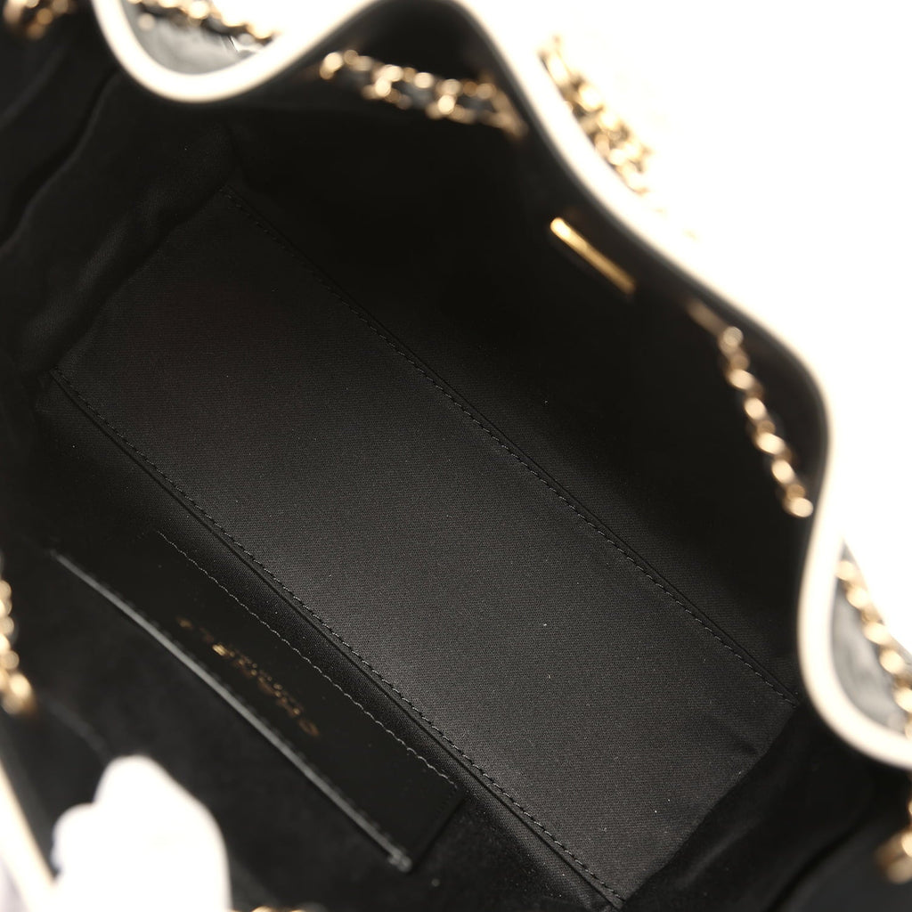 Mini 25 Hobo Bag Black and White Calfskin Light Gold Hardware