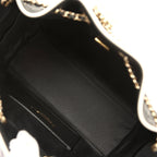 Mini 25 Hobo Bag Black and White Calfskin Light Gold Hardware