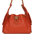 Small 25 Hobo Bag Dark Orange Caviar Antique Gold Hardware