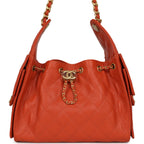 Small 25 Hobo Bag Dark Orange Caviar Antique Gold Hardware