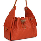 Small 25 Hobo Bag Dark Orange Caviar Antique Gold Hardware