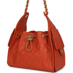 Small 25 Hobo Bag Dark Orange Caviar Antique Gold Hardware