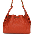 Small 25 Hobo Bag Dark Orange Caviar Antique Gold Hardware