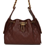 Small 25 Hobo Bag Brown Caviar Antique Gold Hardware