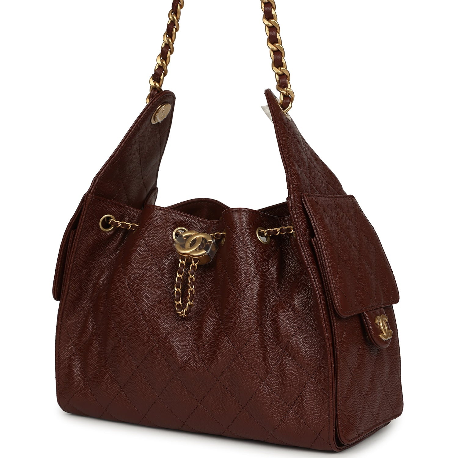 Small 25 Hobo Bag Brown Caviar Antique Gold Hardware