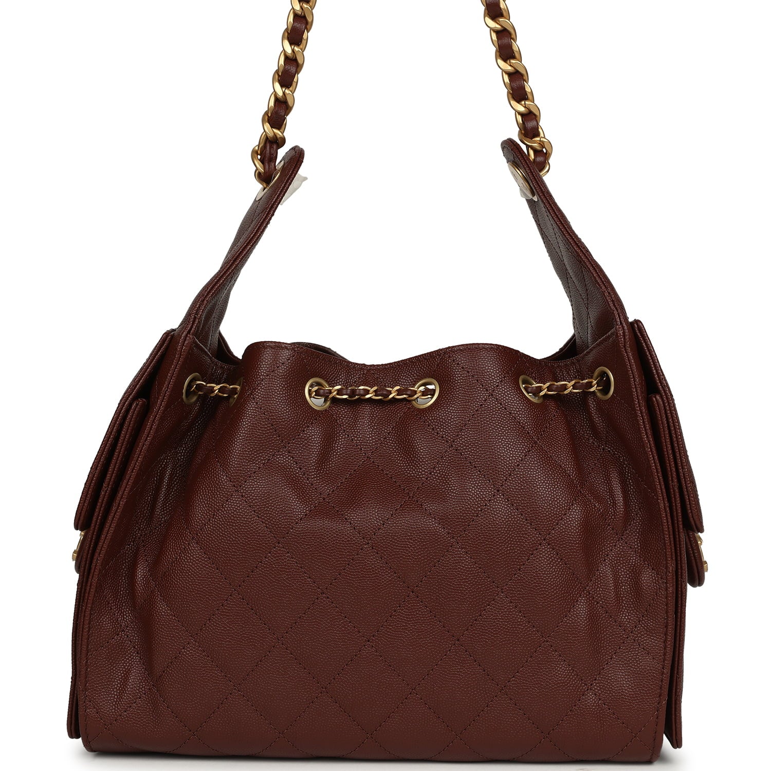 Small 25 Hobo Bag Brown Caviar Antique Gold Hardware