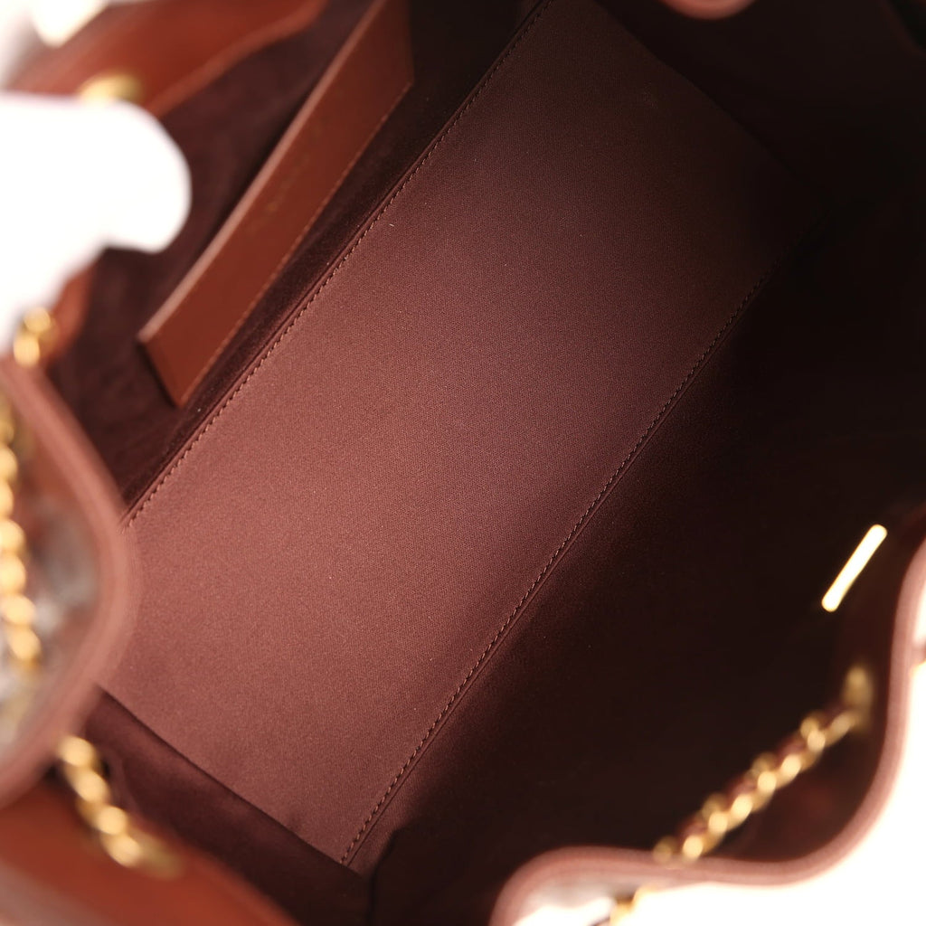 Small 25 Hobo Bag Brown Caviar Antique Gold Hardware