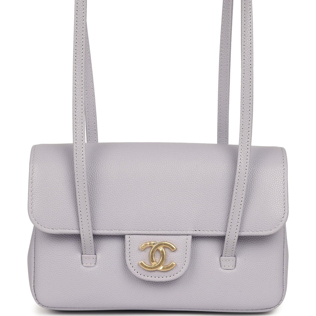 Mini Preppy Coco Clutch with Straps Light Purple Shiny Caviar Brushed Gold Hardware