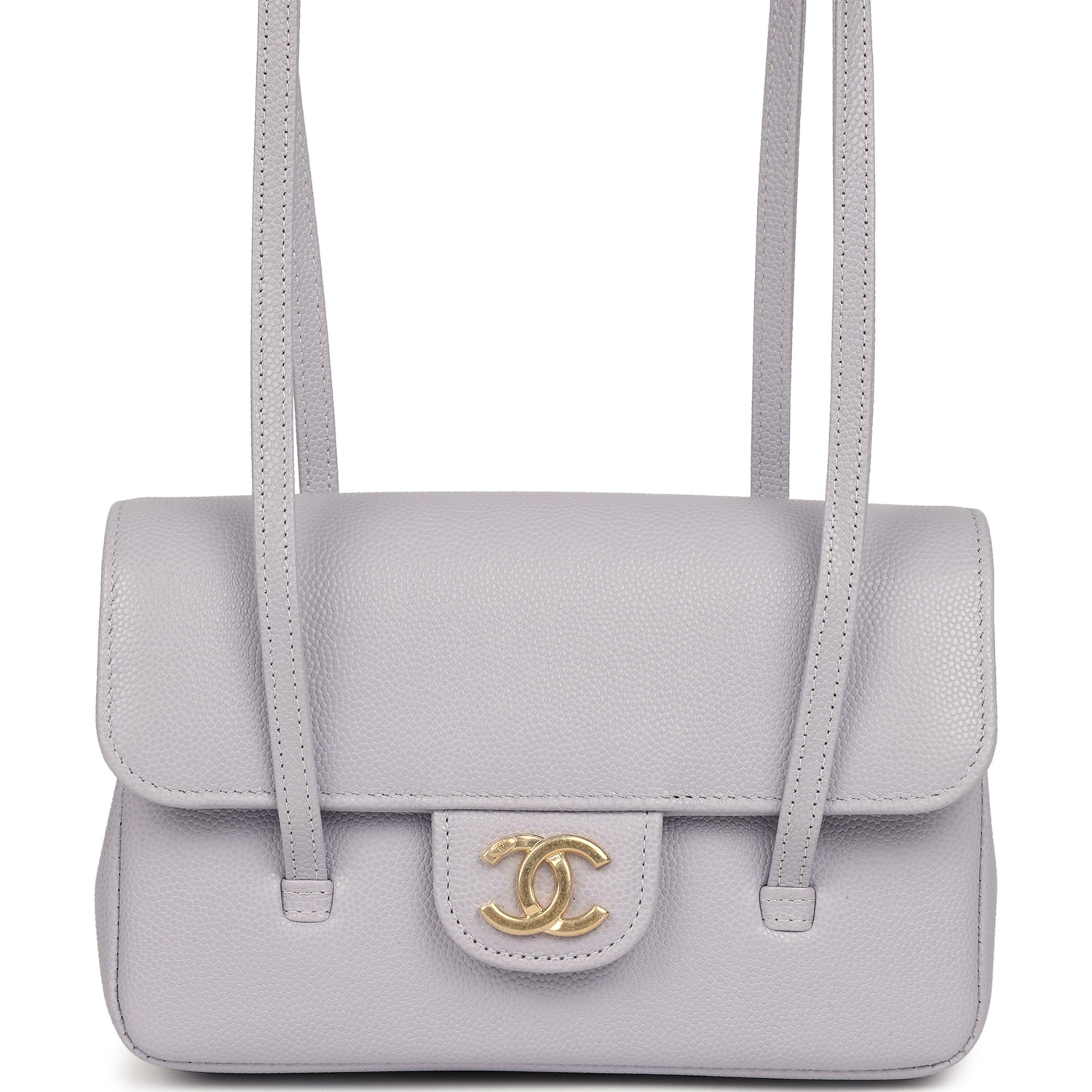 Mini Preppy Coco Clutch with Straps Light Purple Shiny Caviar Brushed Gold Hardware