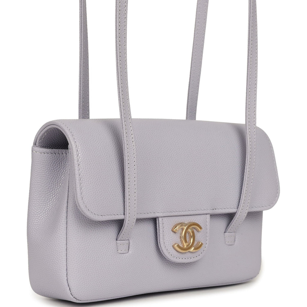 Mini Preppy Coco Clutch with Straps Light Purple Shiny Caviar Brushed Gold Hardware