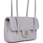 Mini Preppy Coco Clutch with Straps Light Purple Shiny Caviar Brushed Gold Hardware