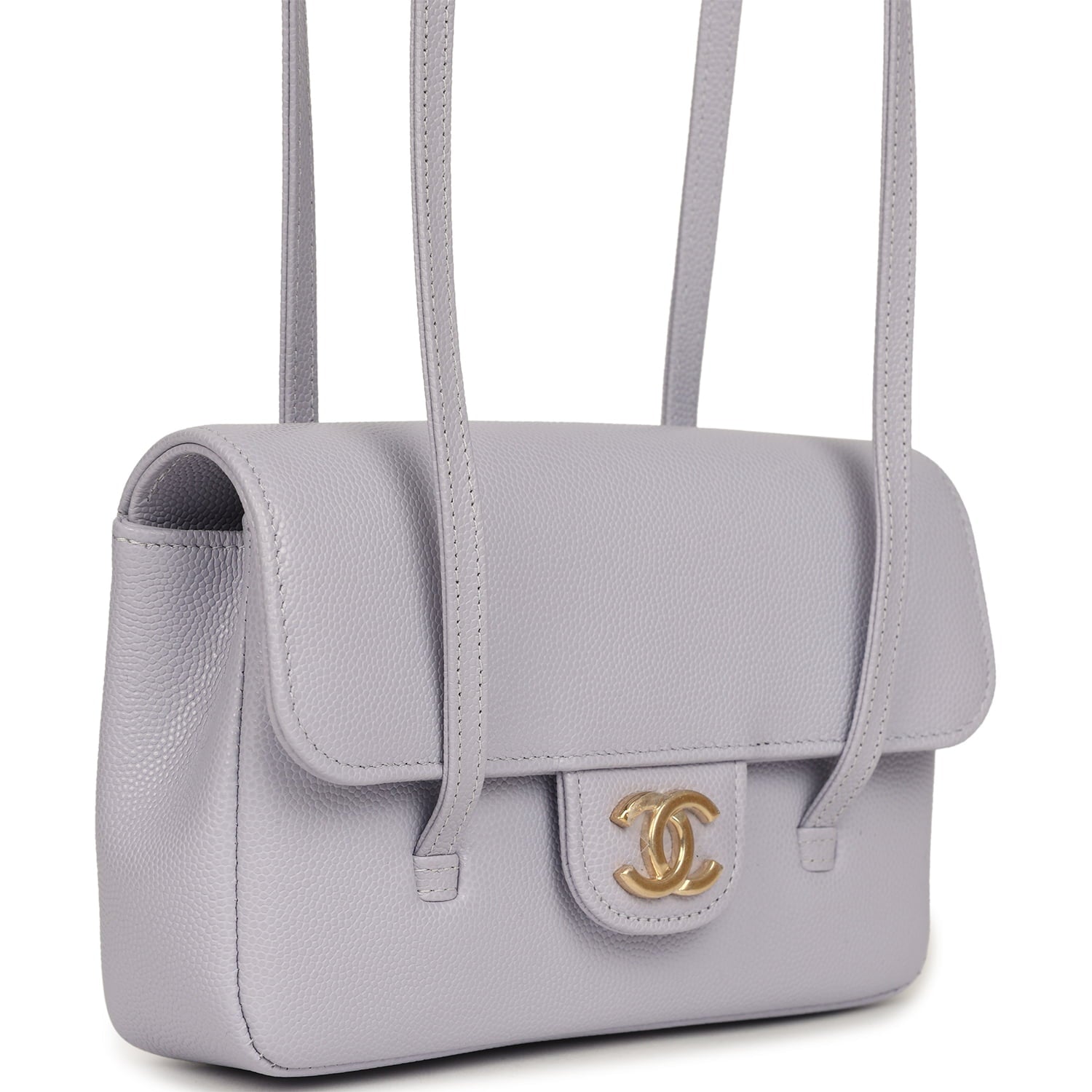 Mini Preppy Coco Clutch with Straps Light Purple Shiny Caviar Brushed Gold Hardware