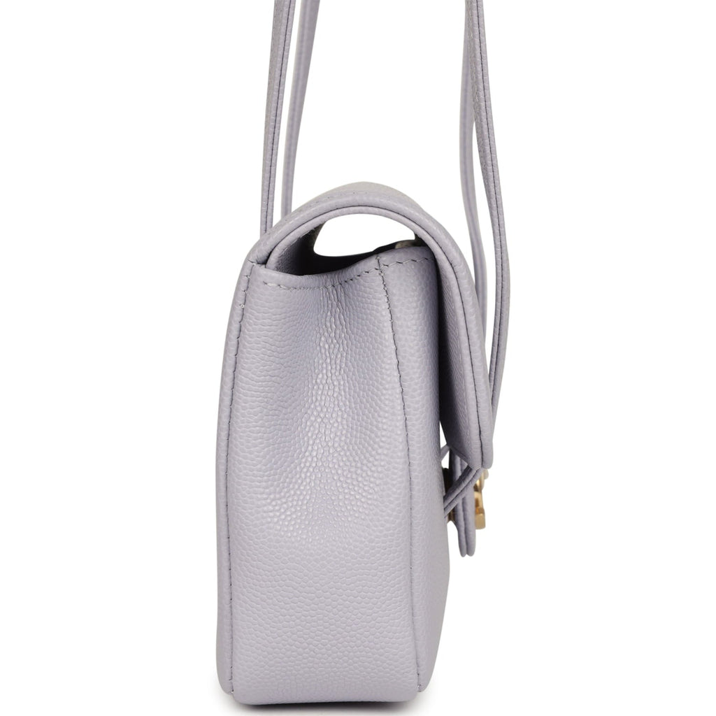 Mini Preppy Coco Clutch with Straps Light Purple Shiny Caviar Brushed Gold Hardware