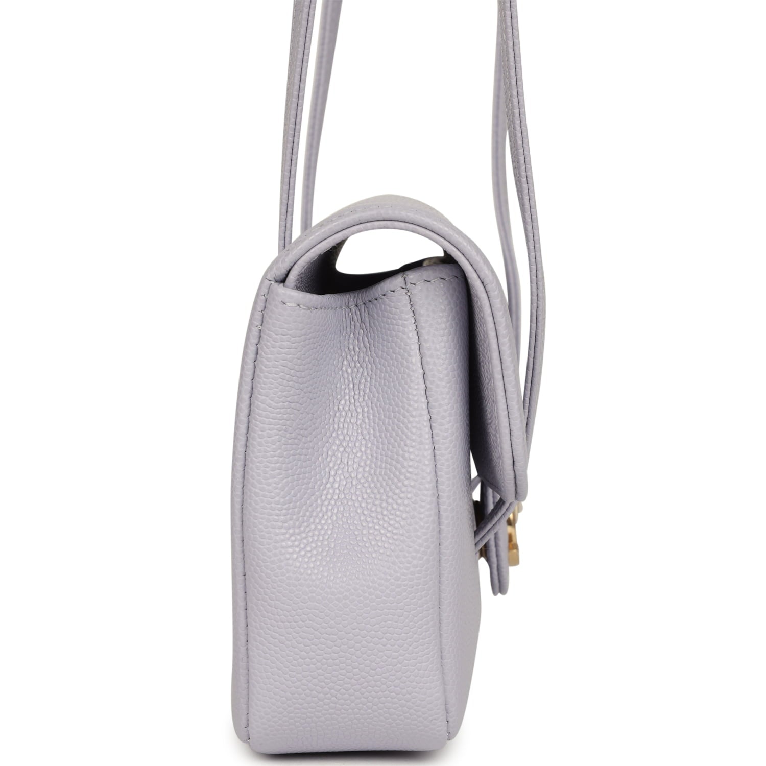 Mini Preppy Coco Clutch with Straps Light Purple Shiny Caviar Brushed Gold Hardware