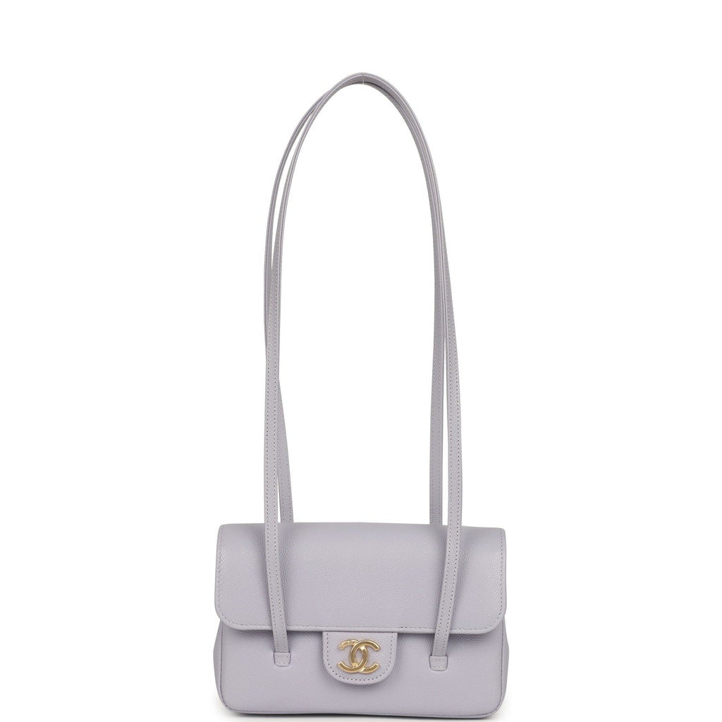 Mini Preppy Coco Clutch with Straps Light Purple Shiny Caviar Brushed Gold Hardware