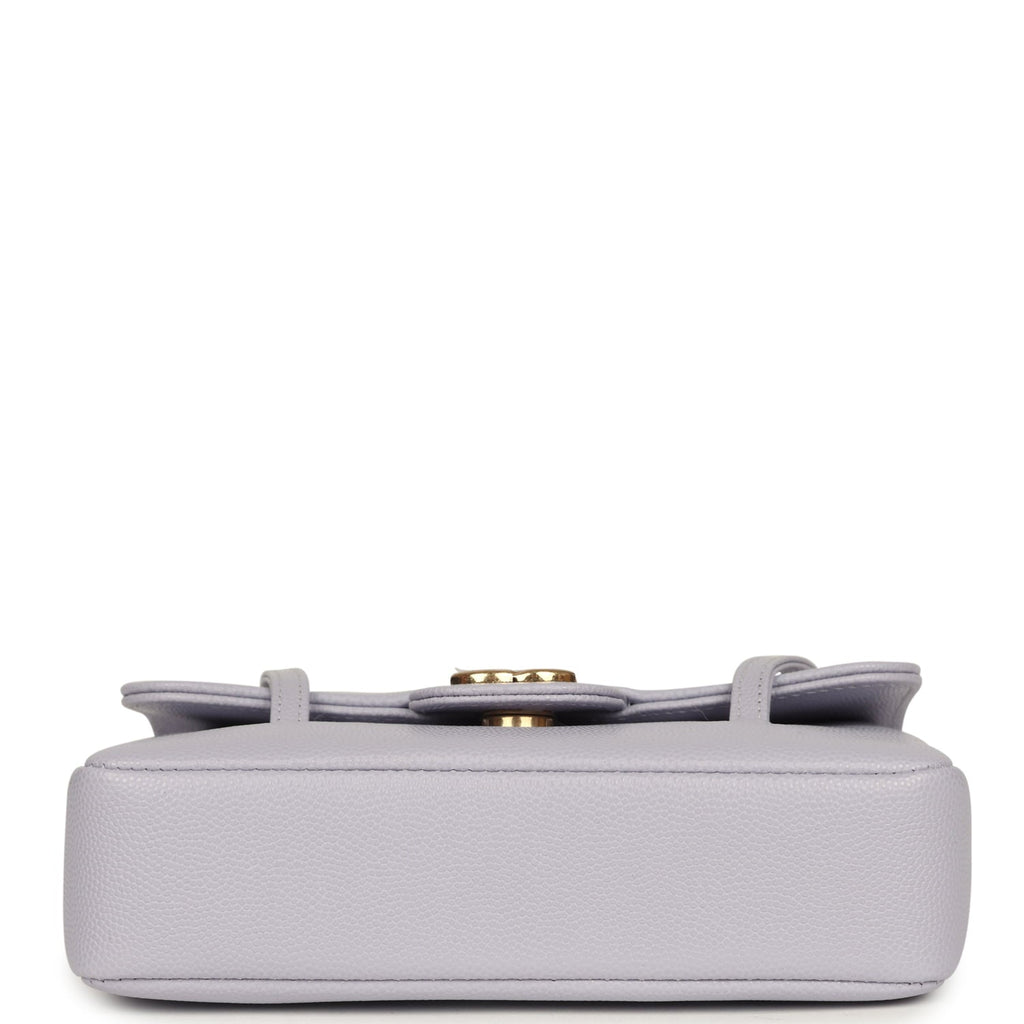 Mini Preppy Coco Clutch with Straps Light Purple Shiny Caviar Brushed Gold Hardware