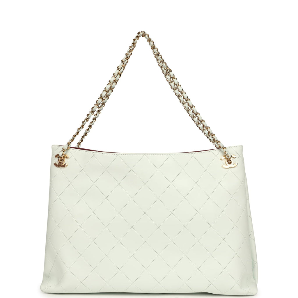 Large "Eyes on You" CC Shopping Bag Light Blue Lambskin Gold Hardware
