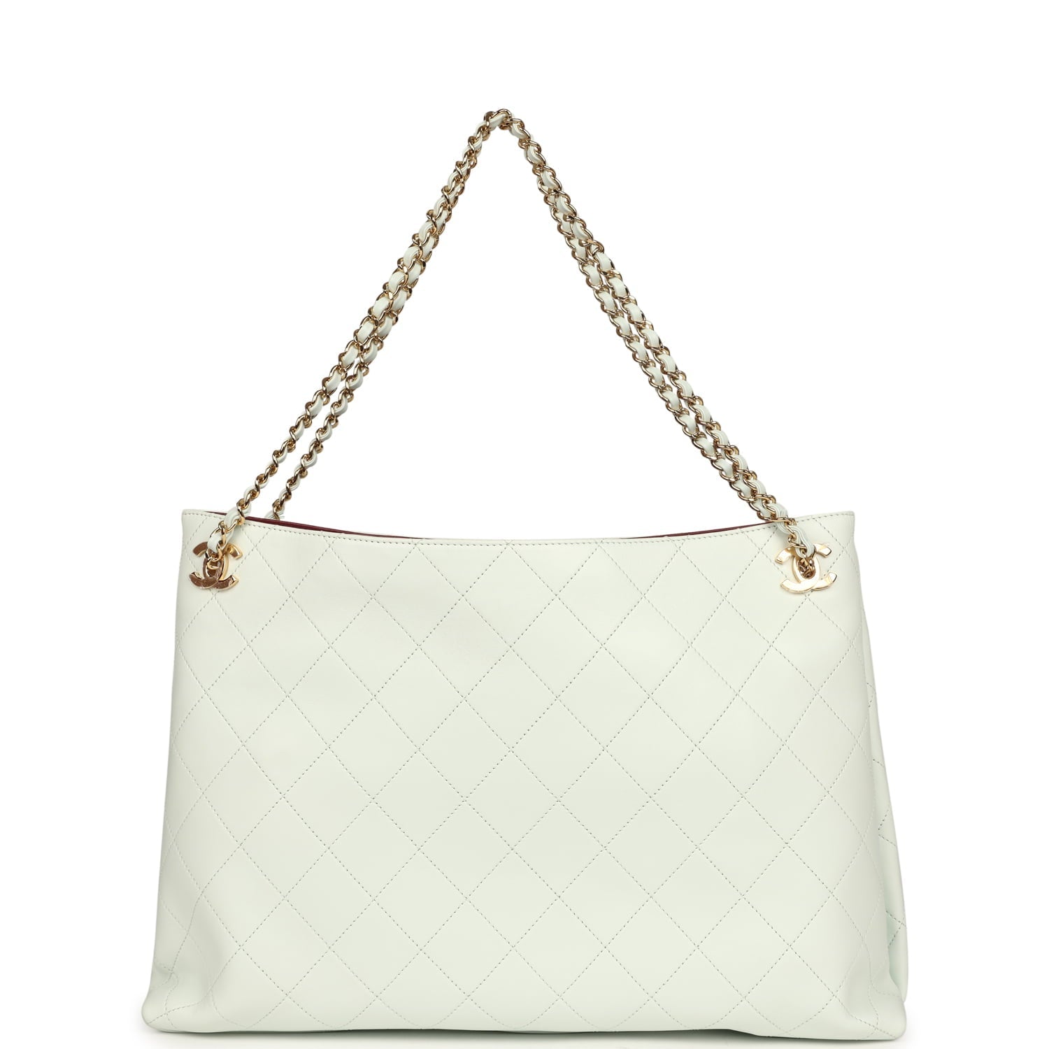 Large "Eyes on You" CC Shopping Bag Light Blue Lambskin Gold Hardware