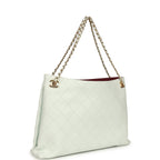 Large "Eyes on You" CC Shopping Bag Light Blue Lambskin Gold Hardware
