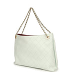 Large "Eyes on You" CC Shopping Bag Light Blue Lambskin Gold Hardware