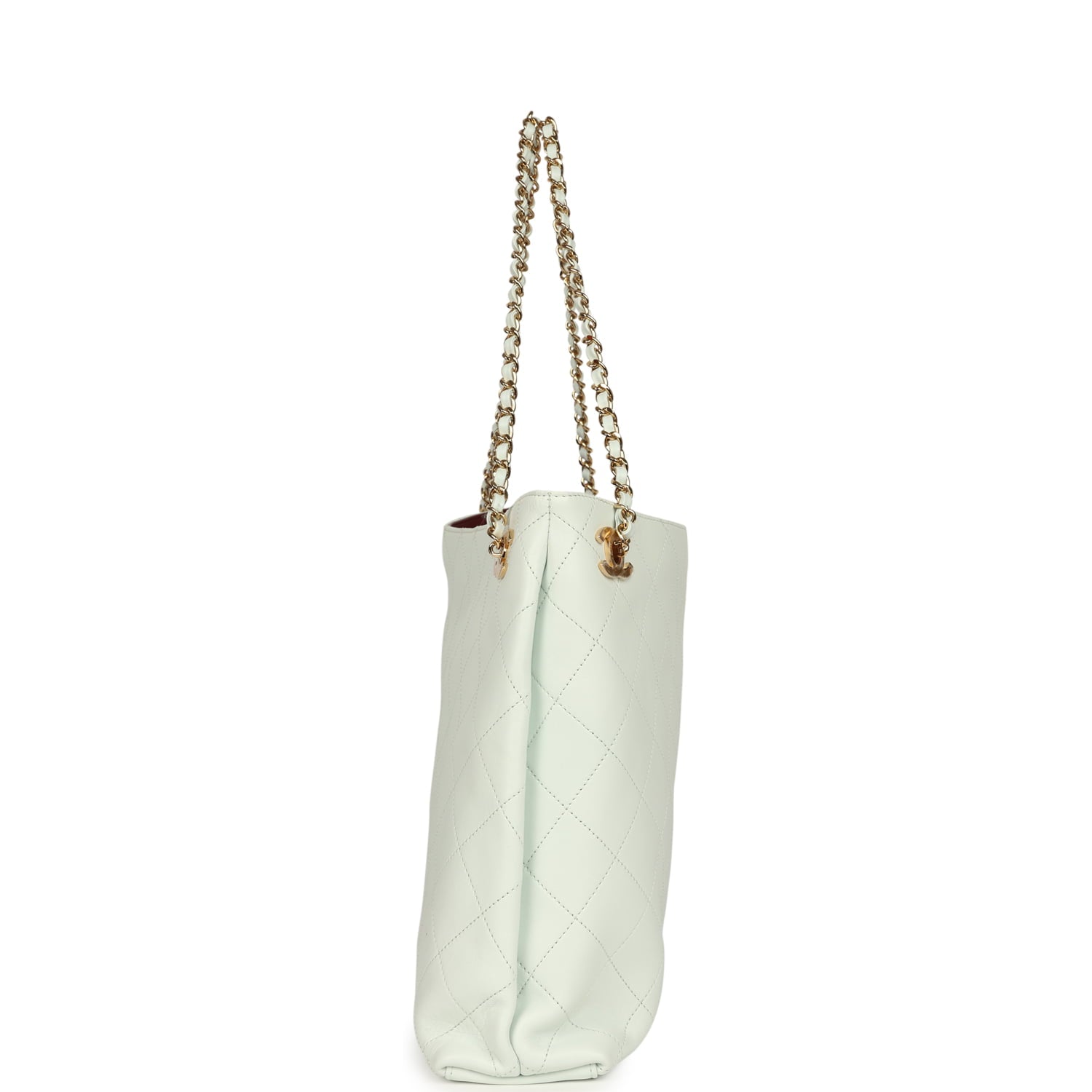 Large "Eyes on You" CC Shopping Bag Light Blue Lambskin Gold Hardware