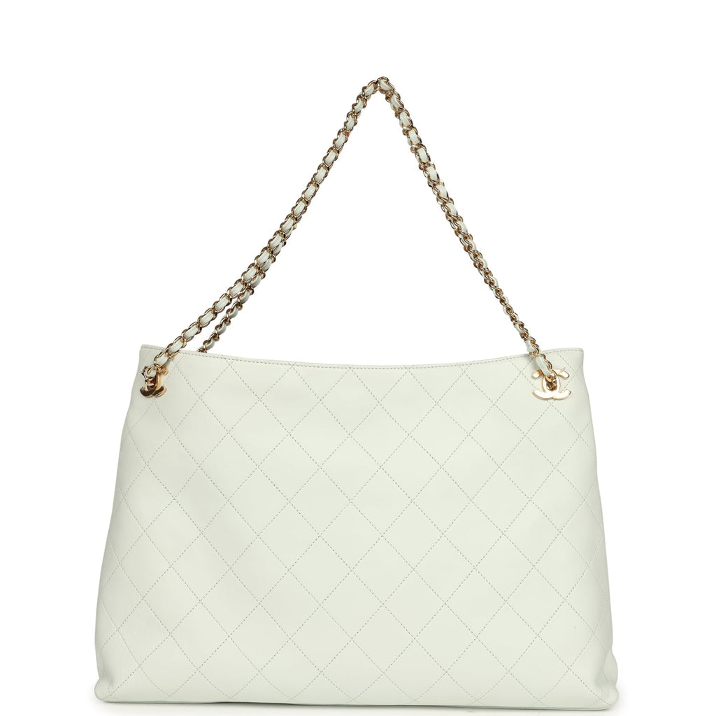 Large "Eyes on You" CC Shopping Bag Light Blue Lambskin Gold Hardware