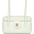 Preppy Coco Long Vanity with Straps Light Blue Shiny Caviar Brushed Gold Hardware
