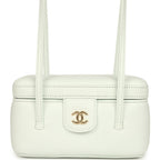 Preppy Coco Long Vanity with Straps Light Blue Shiny Caviar Brushed Gold Hardware