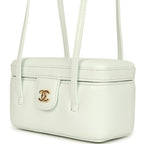 Preppy Coco Long Vanity with Straps Light Blue Shiny Caviar Brushed Gold Hardware