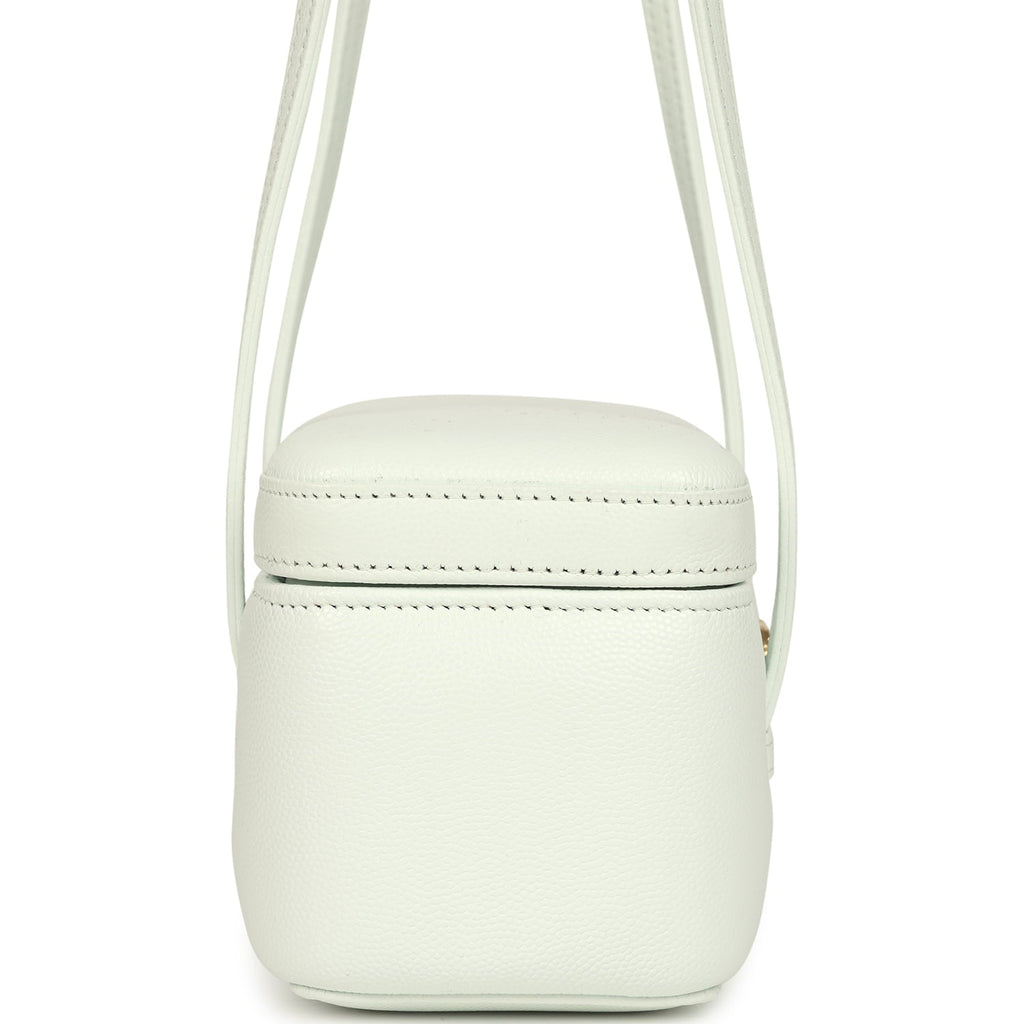 Preppy Coco Long Vanity with Straps Light Blue Shiny Caviar Brushed Gold Hardware
