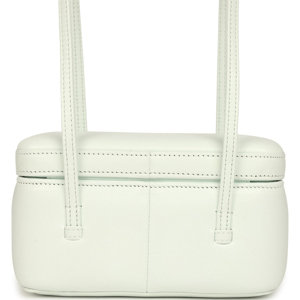 Preppy Coco Long Vanity with Straps Light Blue Shiny Caviar Brushed Gold Hardware