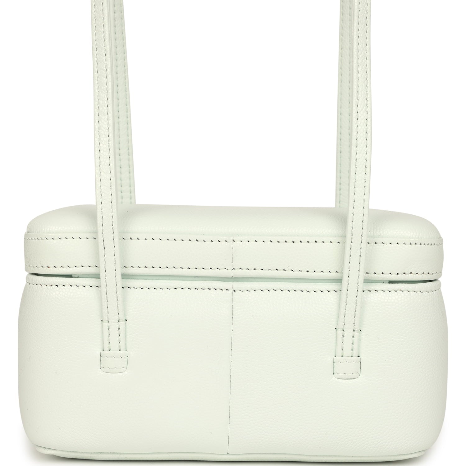 Preppy Coco Long Vanity with Straps Light Blue Shiny Caviar Brushed Gold Hardware
