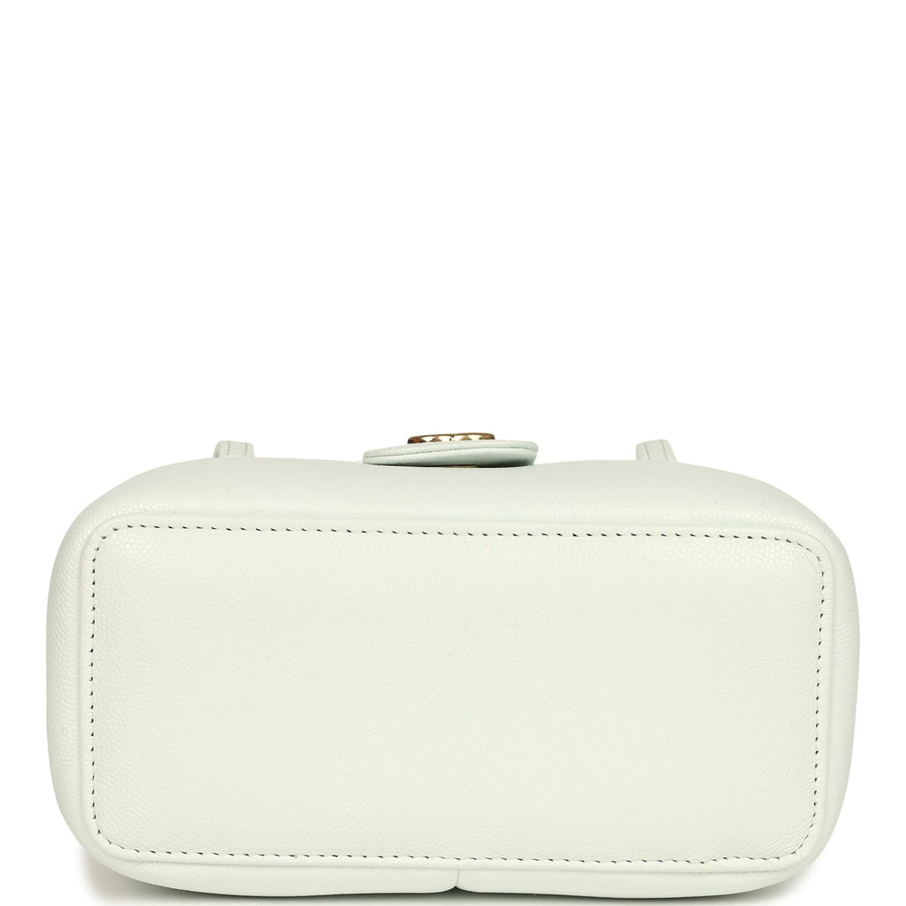 Preppy Coco Long Vanity with Straps Light Blue Shiny Caviar Brushed Gold Hardware