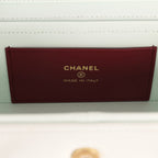 Preppy Coco Long Vanity with Straps Light Blue Shiny Caviar Brushed Gold Hardware