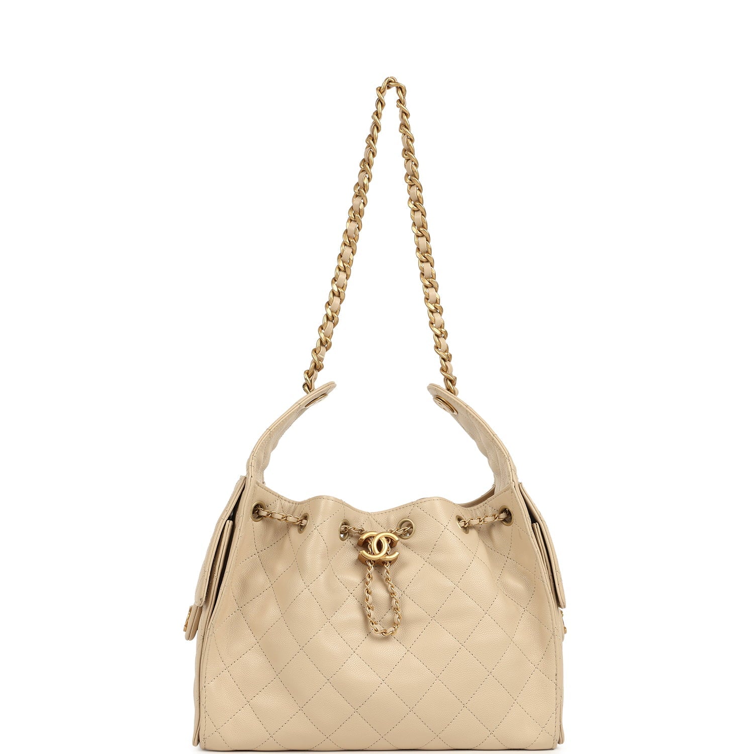 Small 25 Hobo Bag Beige Caviar Antique Gold Hardware
