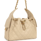 Small 25 Hobo Bag Beige Caviar Antique Gold Hardware