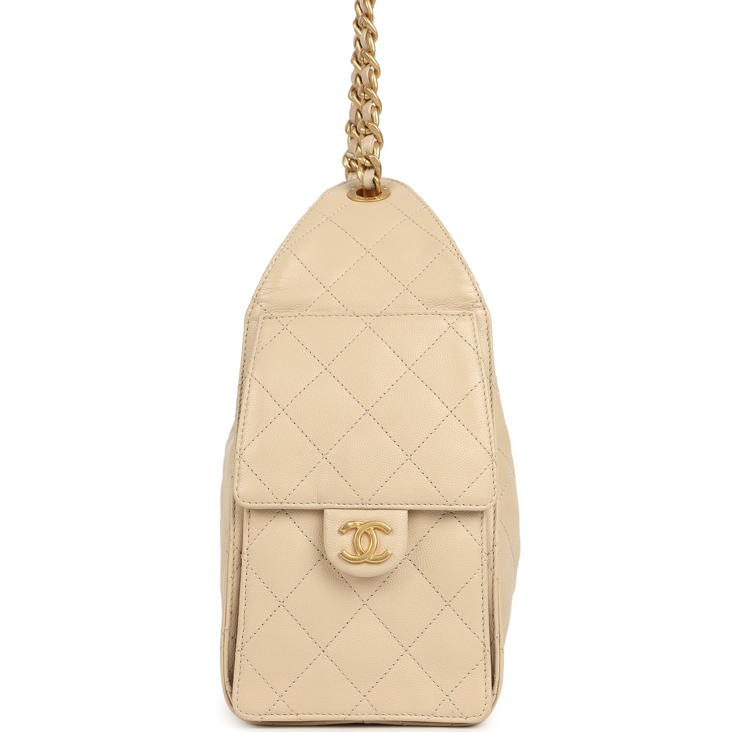 Pre-owned Small 25 Hobo Bag Beige Caviar Antique Gold Hardware