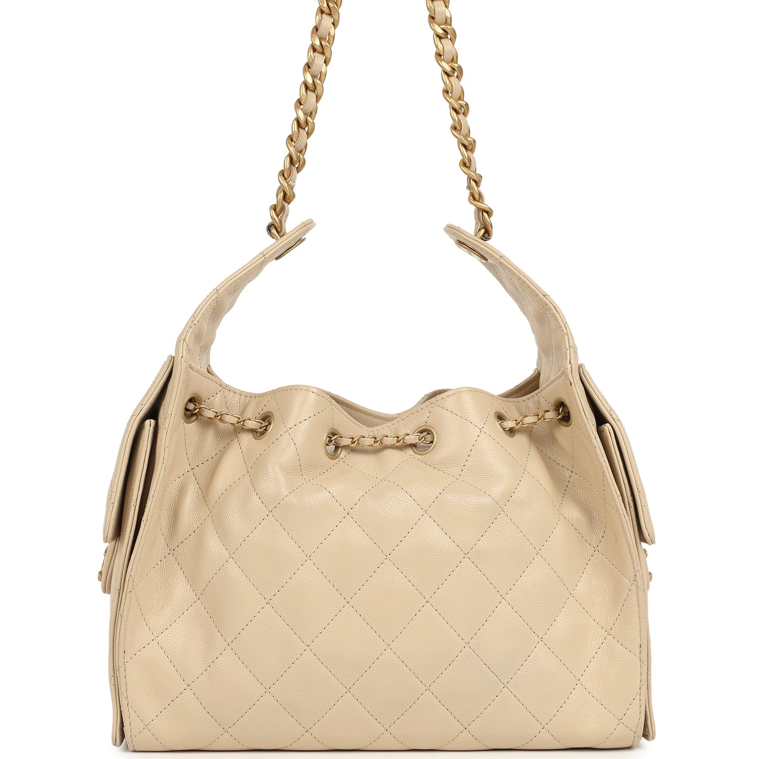 Small 25 Hobo Bag Beige Caviar Antique Gold Hardware