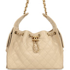 Small 25 Hobo Bag Beige Caviar Antique Gold Hardware