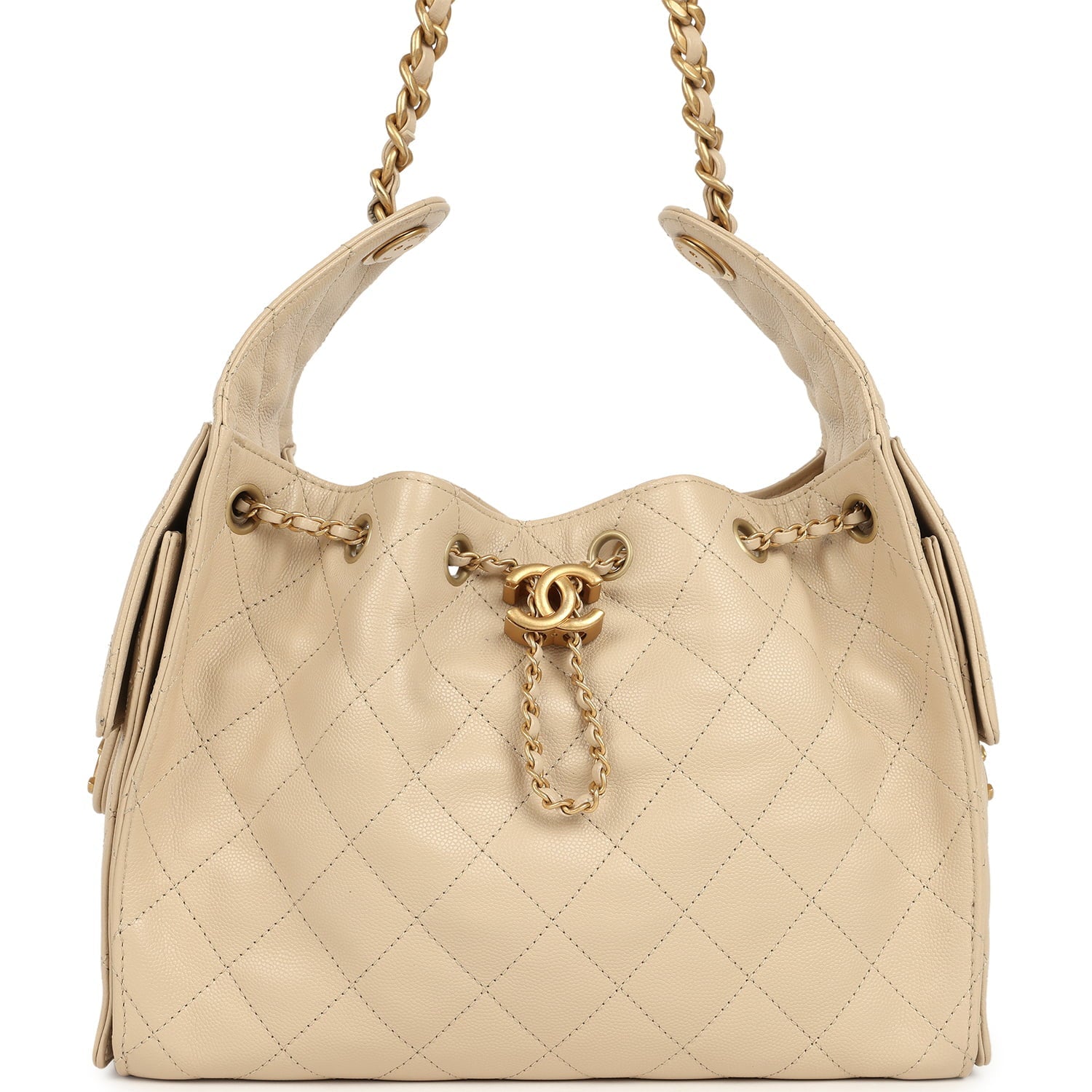 Small 25 Hobo Bag Beige Caviar Antique Gold Hardware